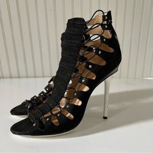 LAMB Gwen Stefani Falyn Black Gladiator Studded Stiletto Platform Sandals Shoes